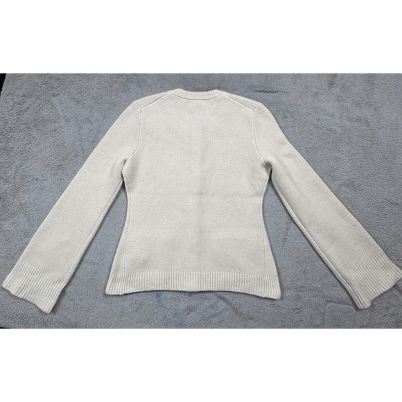Quince 100% Mongolian Cashmere Crew Neck Button Front Cardigan Cream Women's - Picture 5 of 12